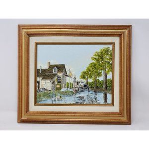 Vintage H. Hargrove‎ Canvas Serigraph Old Time Texaco Gas Station Signed